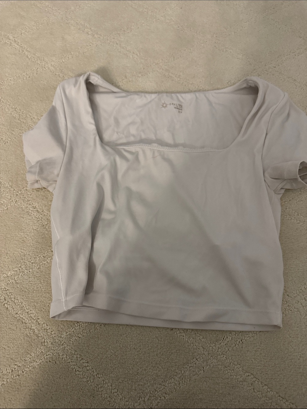 aerie White Scoop-Neck Cropped Tee